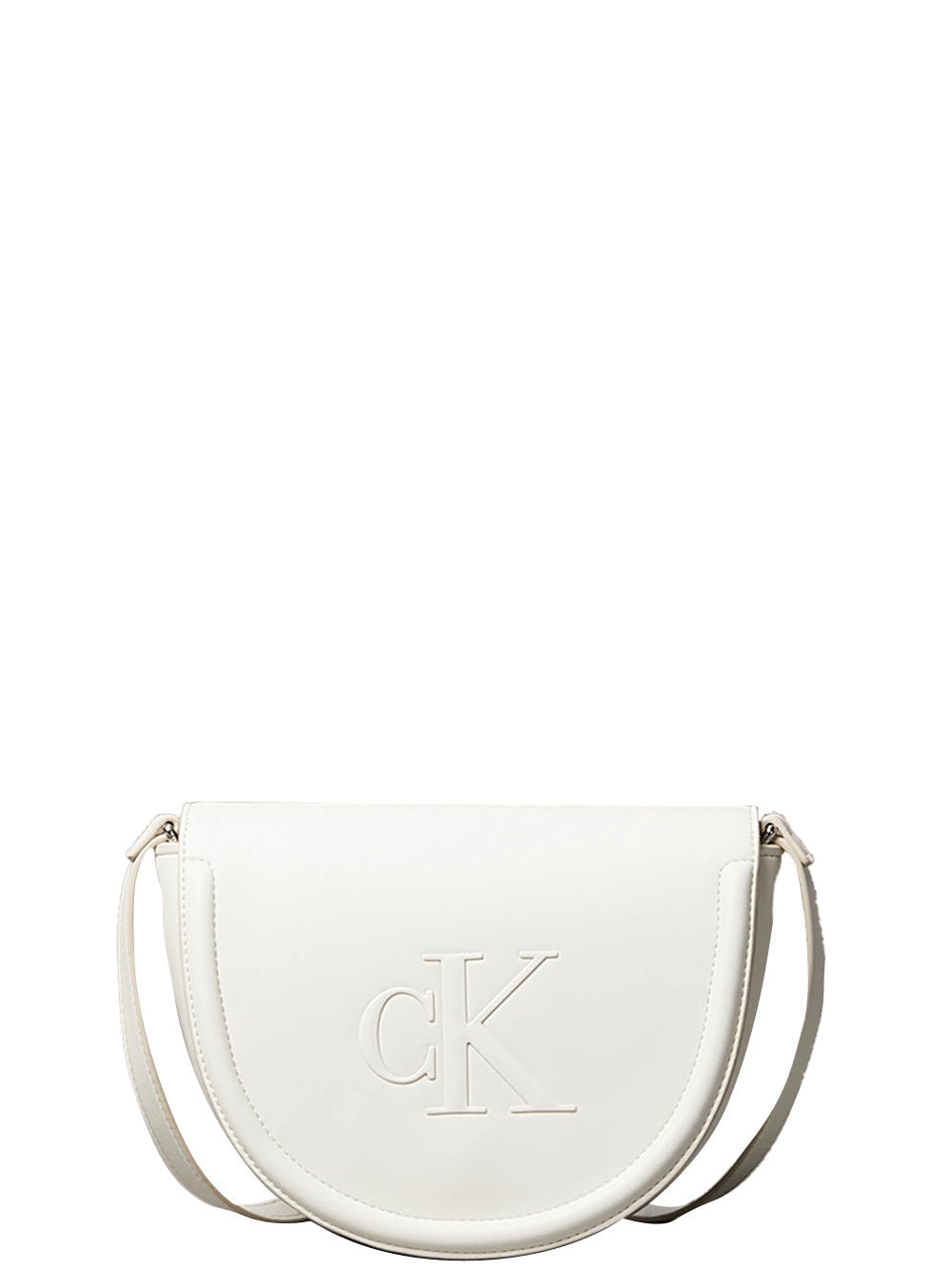 Calvin Klein Borsa a Mano Donna Bold Saddle Crosbody Bianco ottico