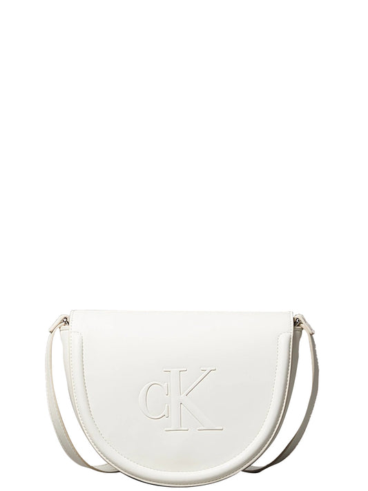 Calvin Klein Borsa a Mano Donna Bold Saddle Crosbody Bianco ottico
