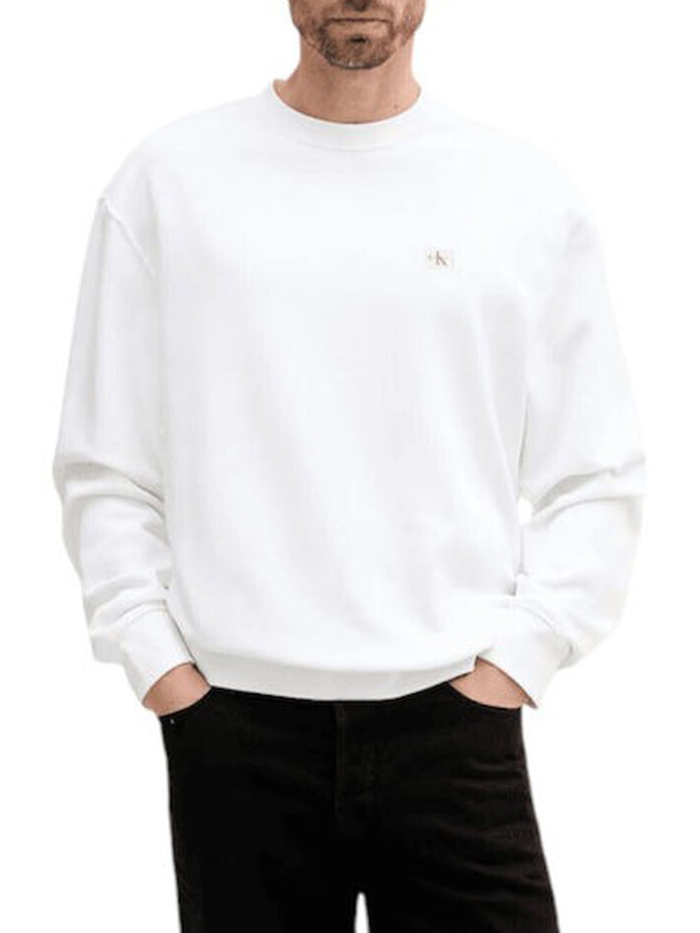 Calvin Klein Felpa Girocollo Uomo LV04RC273G Bianco