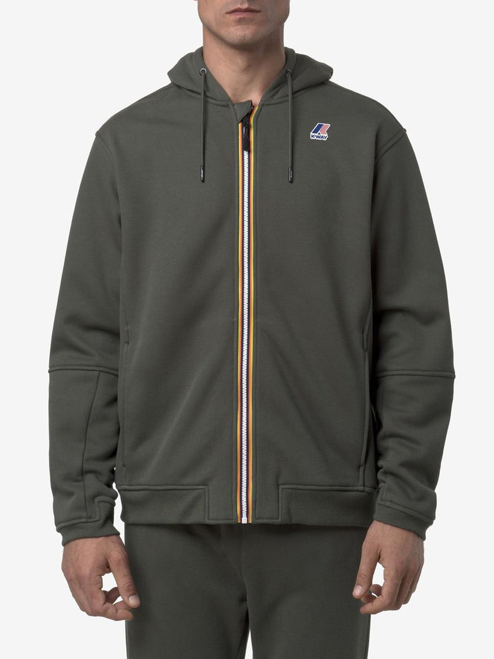 K-way Felpa con Zip Uomo Prosper Brushed Pc Verde militare