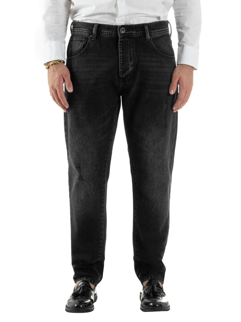 Over-D Jeans Slim Uomo Nero