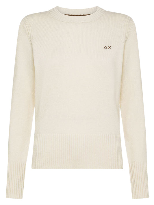Sun68 Maglia Donna Sweater Solid Warm L/S Bianco panna