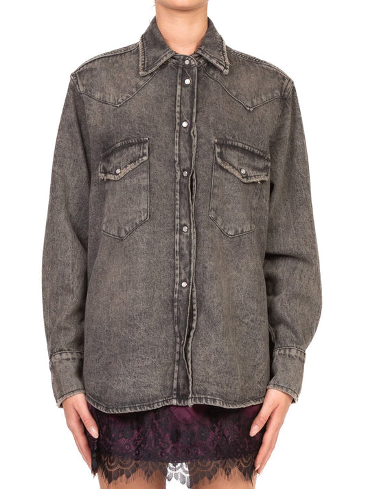 Tensione In Camicia in Denim Donna Nero