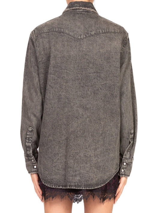 Tensione In Camicia in Denim Donna Nero