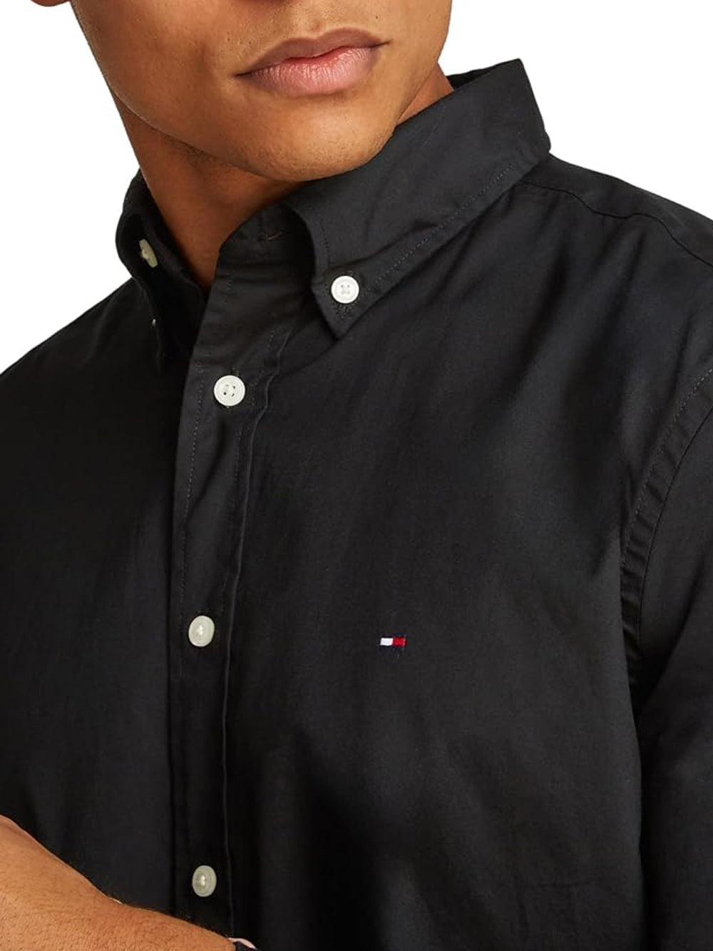 Tommy Hilfiger Camicia Elegante Uomo Poplin solid Nero