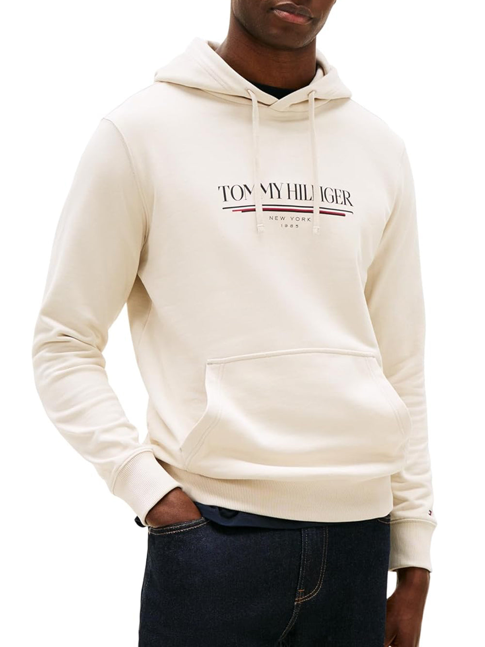 Tommy Hilfiger Felpa Cappuccio Uomo MW0MW40534 Beige