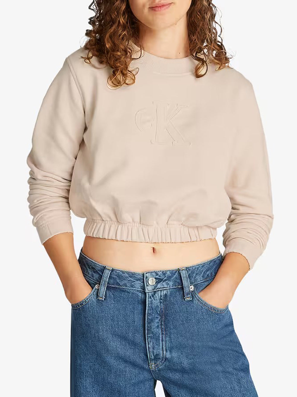 Calvin Klein Felpa Girocollo Donna J20J225363 Beige