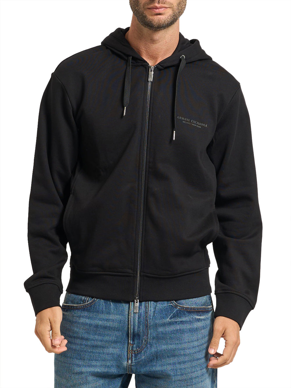Felpa con Zip Uomo Nero