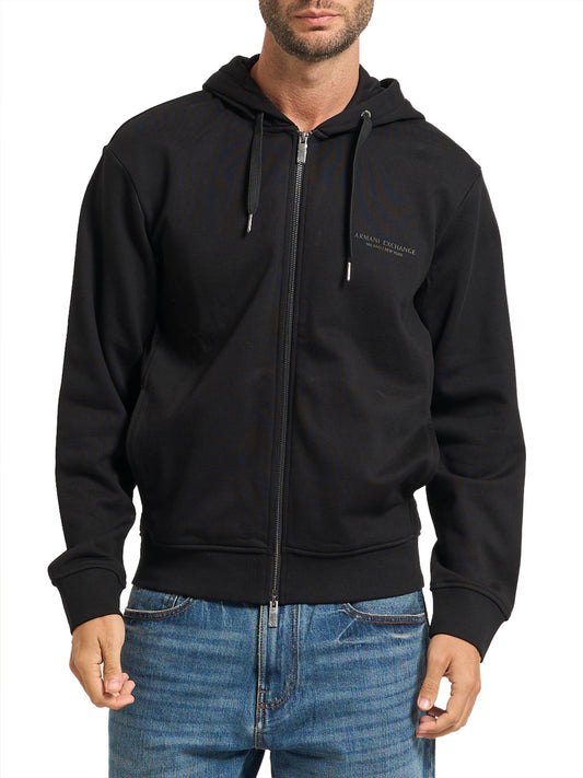 Felpa con Zip Uomo Nero