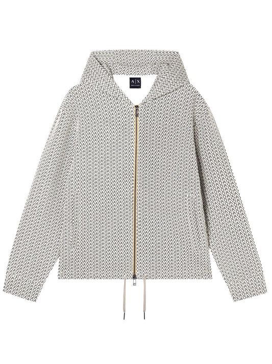 Felpa con Zip Uomo Crema