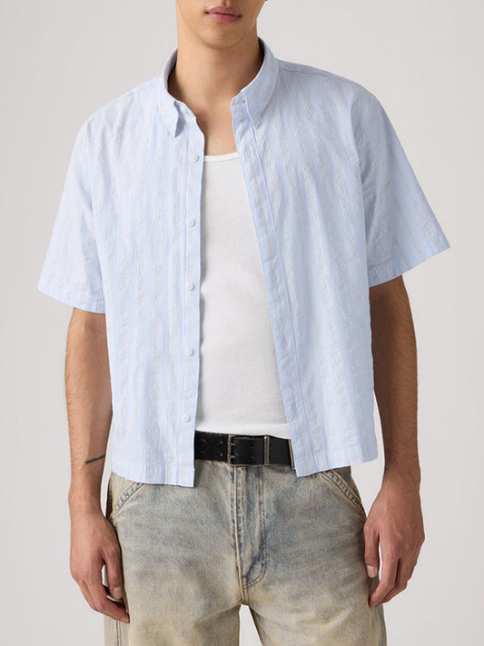 Camicia Casual Uomo Lama Boxy Azzurro Chiaro