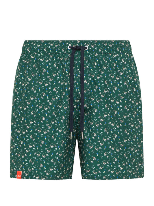 Sun68 Shorts Mare Uomo Verde scuro